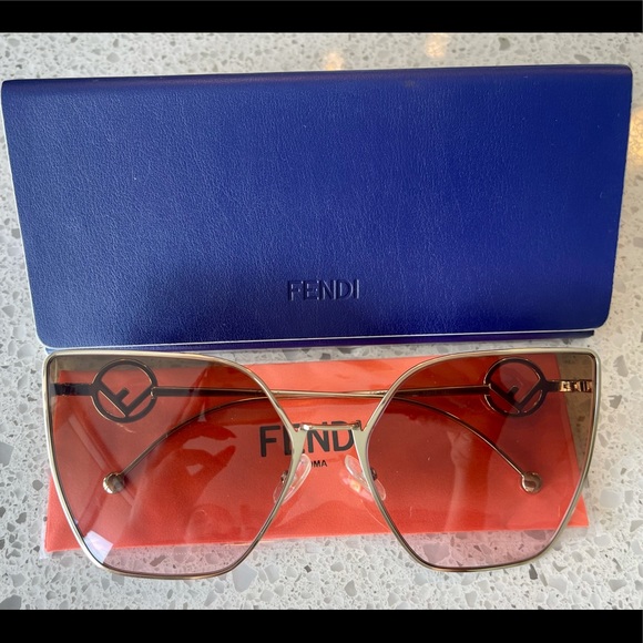 Fendi sunglasses cat aye shape gold frame